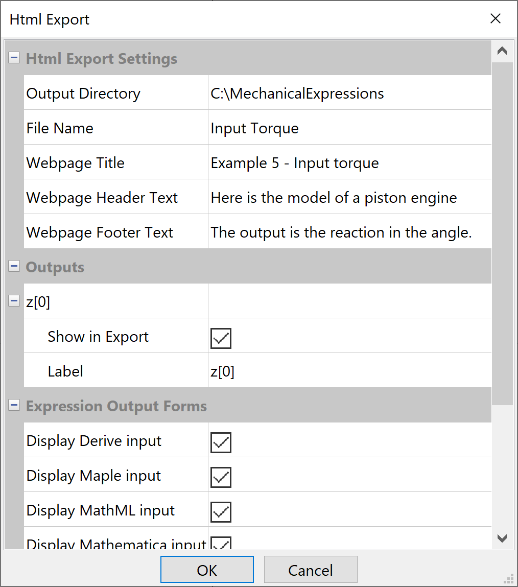 HTML export